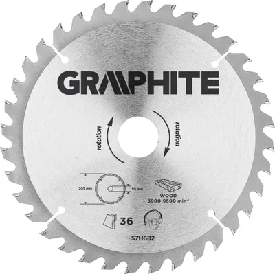 Immagine prodotto di GRAFITE Lama per sega, widia, 205 x 30 mm, 36 denti