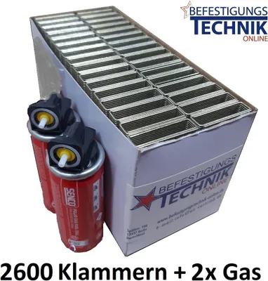 Image de 2600 agrafes 38mm galvanisées + 2x gaz pour l'agrafeuse à gaz SENCO GT40i-M KL-19.1