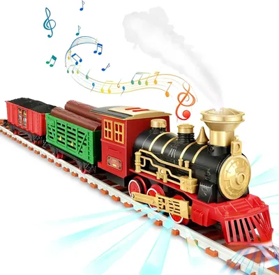 Produktbild von Dampfeisenbahn-Set, Ton und Licht, Gleisspielzeug, Geburtstagsgeschenk, Weihnachten, 134 Stück