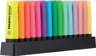 Immagine prodotto di Evidenziatore - STABILO BOSS ORIGINAL - set di 15 - 9 colori fluorescenti, 6 colori pastello