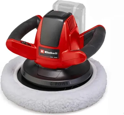 A cordless polisher with a lambswool polishing pad, shown on a white background.