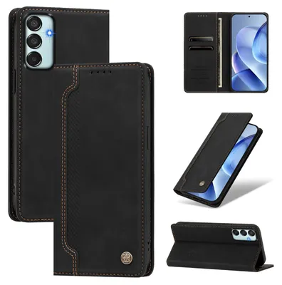 Produktbild von Handyhülle für Samsung Galaxy M52 5G, Leder Wallet Klapphülle mit Standfunktion, Stoßfeste Schutzhülle Schwarz