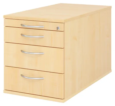 Produktbild von bümö office Rollcontainer - mit 3 Schubladen - Nachbildung Ahorn, Griff: Bogengriff (Metall)