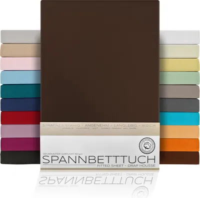Produktbild von Spannbetttuch Bettlaken aus gekämmter Baumwolle Premium Jersey 160g/m²,180x200cm,Dunkelbraun, Matratzenart:Topper