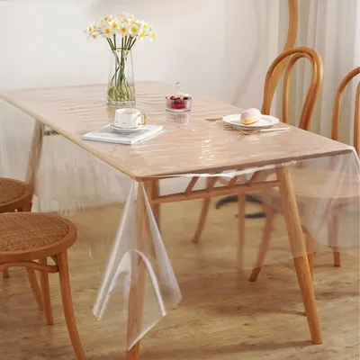 Produktbild von Tischdecke Transparent PVC 140 x 140 cm Wasserdicht Ölabweisend Quadratisch