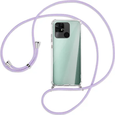 Produktbild von Handykette Backcover-Schutzhülle mit Band (Metall silberfarben) für Xiaomi Redmi 10C - violett