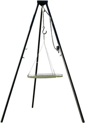 Imagen del producto de Soporte trípode de acero "Benny" para parrilla, con una altura de 180 cm, y rejilla de acero inoxidable V2A de 70 cm de diámetro