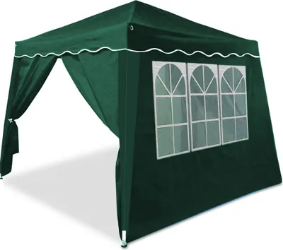 Productafbeelding van Groene partytent, 3x3 meter, met 2 zijwanden voorzien van zijramen