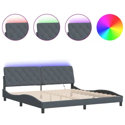 Produktbild von vidaXL Bettgestell mit LED ohne Matratze Dunkelgrau 200x200 cm Samt