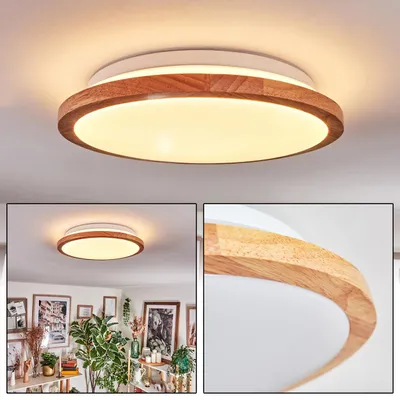 Produktbild von Cuorgnè Deckenlampe aus Metall/Holz/Kunststoff in Weiß/Naturfarben