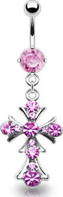 Produktbild von Bauchnabelpiercing Kreuz Design Anhänger Zirkonia Kristall Strass Steine  10 mm