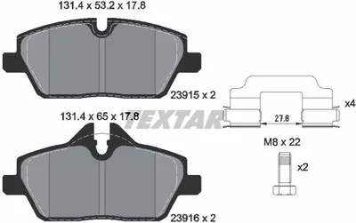 Immagine prodotto di Pastiglie freno anteriori Textar per BMW 1 + Coupé Cabrio 2 Mini +Cabrio Roadster Coupé