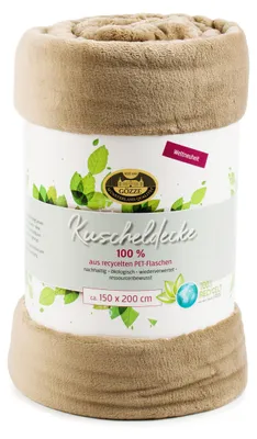 Produktbild von GÖZZE Wohndecke aus recycelten Materialien flauschige weiche nachhaltige Kuscheldecke Taupe 150 x 200 cm