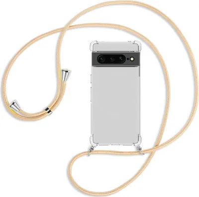 Produktbild von Handykette Backcover-Schutzhülle mit Band (Metall silberfarben) für Google Pixel 7 Pro - Goldkordel