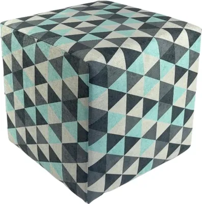 Obrázok produktu pre Velúrová stolička MERCURE 40x40 cm štvorcová - mäkká čalúnená stolička s geometrickým trojuholníkovým vzorom - tyrkysová