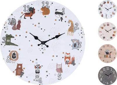 Productafbeelding van Wandklok met kinderprint, 33 cm, beige
