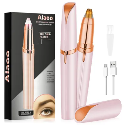 Produktbild von Elektrischer Augenbrauentrimmer für Damen USB wiederaufladbar Gesichtshaarentferner mit LED Licht für Augenbrauen Lippen Kinn Rosa