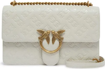 Produktbild von PINKO Umhängetasche Love One Classic DC Shoulderbag Bianco Seta - Antique Gold creme
