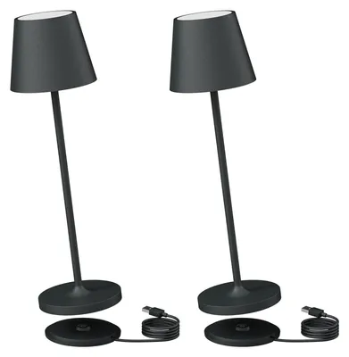 Zdjęcie produktu dla Lampa stołowa LED, zasilana bateriami, z możliwością regulacji jasności, możliwość ładowania, zimna biel