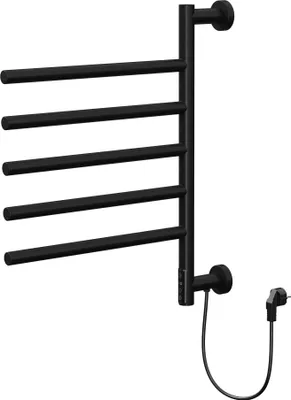 Immagine prodotto di Scaldasalviette elettrico LuxeBath 450x622 mm con 5 bracci orientabili a 180° e funzione timer Radiatore scaldasalviette nero opaco 75 W 45-60 °C, montaggio a parete
