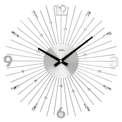 Produktbild von AMS W9652 Wanduhr mit silberfarbenen Metallstäben