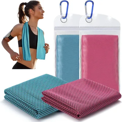 Imagen del producto de Toalla de microfibra refrescante, 2 unidades, 100 x 30 cm, ideal para deportes y viajes