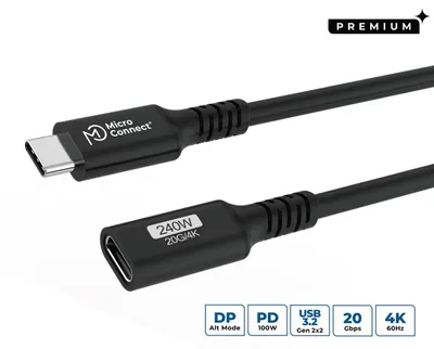 Image de MicroConnect Premium USB-C cable Extender 0.5m 10Gbps 100W USB 3.2