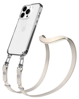 Produktbild von EAZY CASE Handykette magnetisch mit Handyhülle für Apple iPhone 14 Pro, Crossbody Handyband 1-1,90m verstellbar mit 2 Ösen in Creme