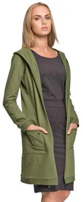 Produktbild von Damen Blazer Jacke Cardigan Lang; Khaki L/40