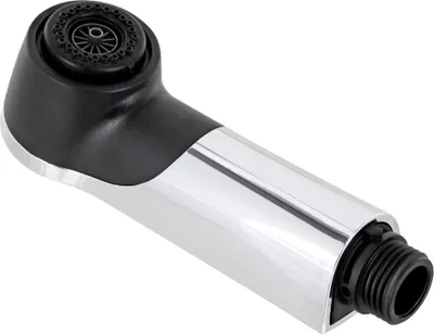 A close-up studio shot of a kitchen faucet spray head.