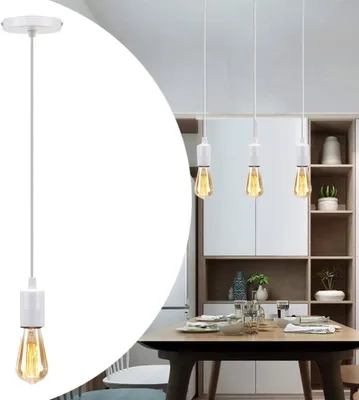 Productafbeelding van Metalen hanglampkabel E27, 100 cm snoerslinger voor plafondverlichting, wit