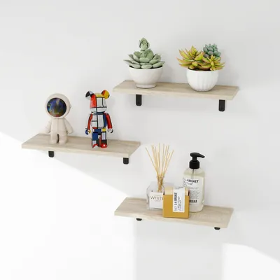Wandregal-Set 3-teilig, Holz, 40 cm, wasserdicht, schimmelresistent