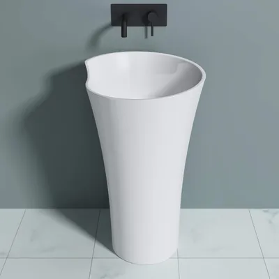 Image de doporro Lavabo Colonne Rond Blanc Vasque sur Pied Solid Surface Lave Mains de Salle de Bain 53x53x88cm Colossum30