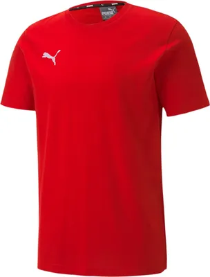 A red Puma t-shirt is shown against a white background.