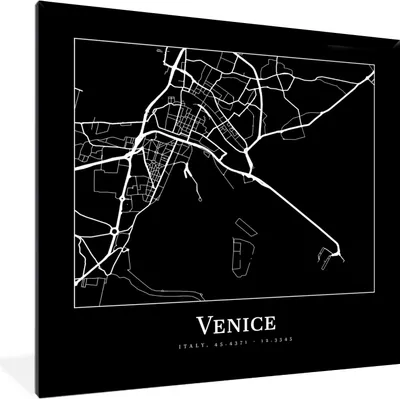 Produktbild von MuchoWow® Gerahmtes Poster Stadtplan - Venedig - Karte - Venedig 40x40 cm - Poster mit Schwarzem Bilderrahmen Wandposter Rahmen Foto Bilder - Mit Rahmen - Wanddekoration Schlafzimmer