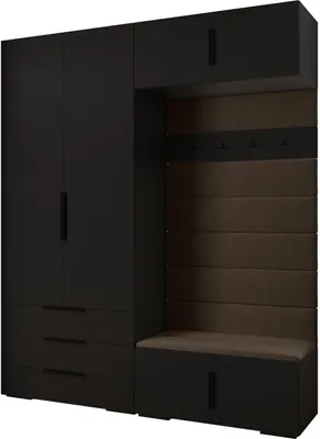 Produktbild von MEBLE KRYSPOL Inova 1 Möbelset Garderobe, 236,7x200x47cm - Schwarz, Manila 04, Schwarz