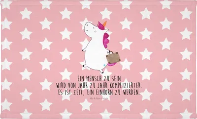 Produktbild von Mr. & Mrs. Panda Handtuch Einhorn Koffer - Rot Pastell - Geschenk, kleines, Lustig, Unicorn, Einhörner, gesichtstuch, Flauschtuch, Verreisen, Reise, 50x100