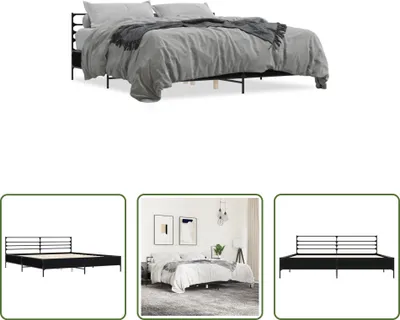 Produktbild von The Living Store Bettgestell Schwarz 180x200 cm Holzwerkstoff und Metall