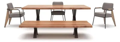 Obrázek produktu pro Designový jídelní set jídelní stůl židle jídelní lavice moderní styl dřevěný nábytek