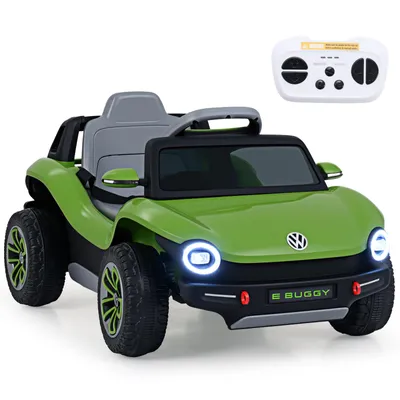 Immagine prodotto di COSTWAY Auto elettrica per bambini VW, auto elettrica per bambini da 12 V con telecomando a 2,4 GHz, clacson, musica, porta USB, fari e vano portaoggetti, velocità 2,5-4 km/h, per bambini dai 3 anni in su, verde