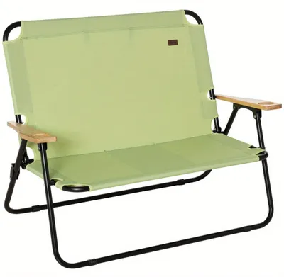 Image de Chaise de camping – Chaise pliante pour 2 personnes avec porte-gobelet, vert clair