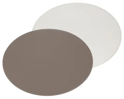 Produktbild von FreeForm Oval Platzsets - Taupe/Weiß, 45 x 34 cm