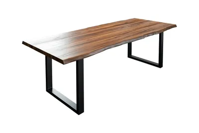 Produktbild von Esstisch Baumkante massiv Akazie nussbaum 180 x 90 schwarz LIAM