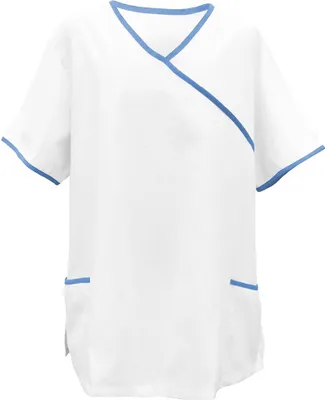 Produktbild von Schlupfkasack weiß mit Paspel light blue Gr. M : light blue : M : 50% Baumwolle 50% Polyester 175 g/m²