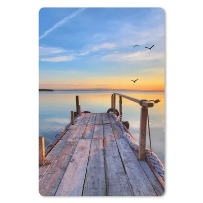 Produktbild von MuchoWow® Mauspad Mousepad Wasser - Steg - Vögel - Sonnenuntergang - Horizont 18x27 cm - Mousepads - Maus Mat - Pad - Mausunterlage