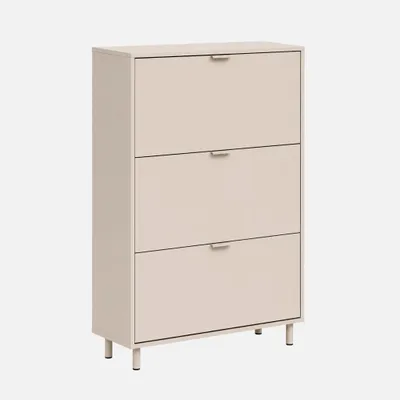 Immagine prodotto di Scarpiera in legno e metallo con 3 ante, Beige