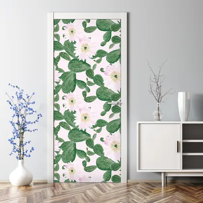 Produktbild von Dekorative Türtapete selbstklebend Klebefolie Türposter Türaufkleber Kakteenblüten Kaktus 85 x 200 cm