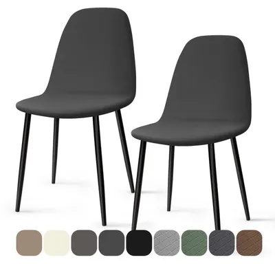 Produktbild von Stuhlhussen 2 Stück Stretch Dunkelgrau Elasthan Waschbar für Esszimmerstühle