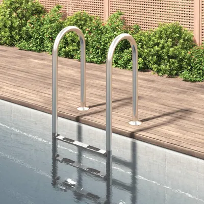 Produktbild von Edelstahl-Poolleiter 304, 54x38x158 cm, mit 3 rutschfesten Stufen und stabilem Handlauf für Einbaupool, Whirlpool und Aufstellpool