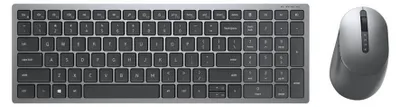 A wireless keyboard and mouse set on a white background.